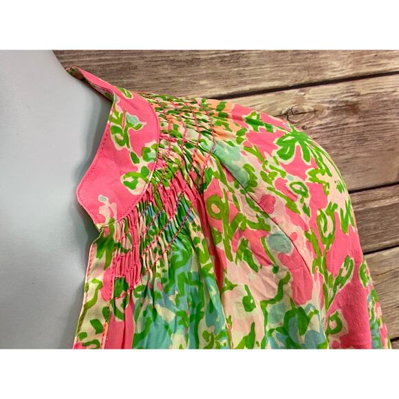 Lilly Pulitzer Elsa Silk Top, Roxie Pink Floral Long Sleeve Blouse Size Large - Picture 8 of 11